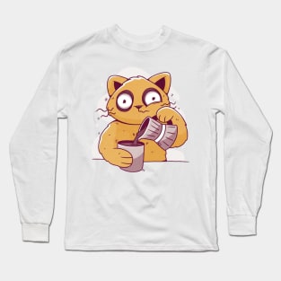 Cat drinking coffee Long Sleeve T-Shirt